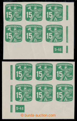 197767 - 1945 Pof.NV25, Novinová 15h zelená, levý + pravý dolní 