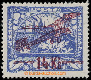 197844 -  Pof.L1B, I. provisional air mail stmp. 14Kč/200h blue, com