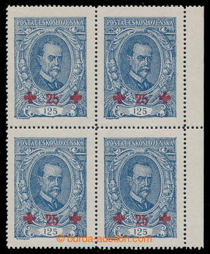 198046 -  Pof.172, T. G. Masaryk 125h blue, R marginal blk-of-4 with 