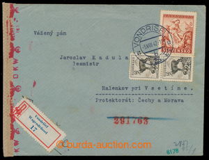 198067 - 1942 cenzurovaný R-dopis adresovaný do Protektorá ČaM, s
