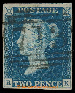 198112 - 1840 SG.5, Two Pence Blue, modrá, TD 1, písmena R-K; bezva