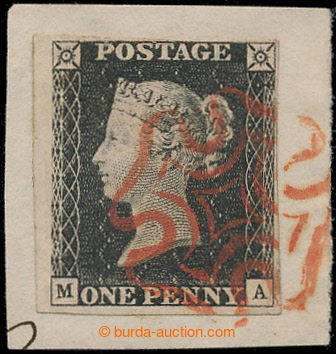 198155 - 1840 SG.2, PENNY BLACK black plate 2, letters M-A; very fine