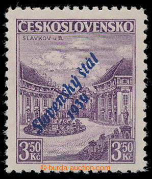 198243 - 1939 Sy.19b, Slavkov 3,50Kč, modrý přetisk, II. typ; zk. 