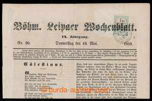 198276 - 1859 USAGE OF REVENUE AS NEWSPAPER STAMP  provisional usage 