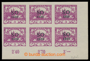 198339 -  Pof.SO2 RT, Hradčany 3h violet, LR corner blk-of-6 with re