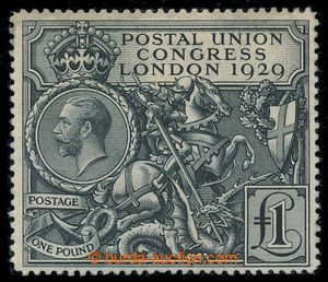198584 - 1929 SG.438, Kongres UPU £1 černá; stopa po nálepce,