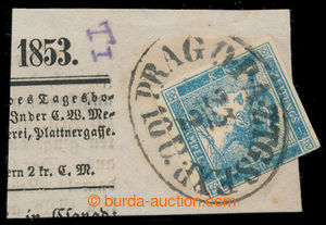 198680 - 1851 Mi.6Ia, blue Mercure 0.6Kr blue, on cut-square with can