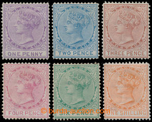 198990 - 1876-1879 SG.10-16, Victoria 1P-1Sh, wmk CC, perf 14; very n