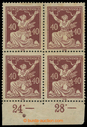 199306 -  Pof.154C ST, 40h brown, BLOCK OF 4 with lower margin with c