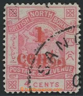 199844 - 1892 SG.63b, Coat of arms 4C pink, BOTHSIDE OVERPRINT 1 CENT