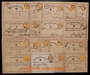 199916 - 1870-1875 selection of 32 postcards 2Kr yellow, various lang