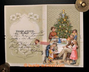 200009 - 1908 Vánoční dvojdílné lepolero, vánoční stromek s d