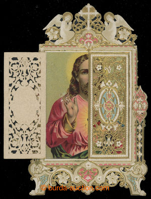 200014 - 1900 saint picture as folding lepolero, color, krajkové mar