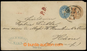 200052 - 1863 postal stationery cover 15 Kreuzer brown uprated with E