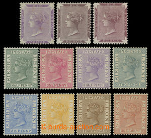 200185 - 1884-1885 SG.27-37, Viktorie 1/2P-1Sh průsvitka CA a 3x 6P 