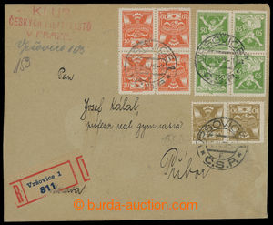 200248 - 1923 Reg letter franked with. thin opposite facing pairs, 2x