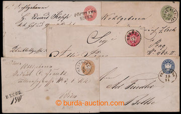 200315 - 1863-1866 5 various postally used p.stat envelopes: Mi.U17, 