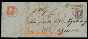 200333 - 1859 folded Reg letter with 15 Kreuzer in front and 10Kr on 