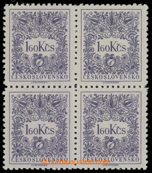 200484 - 1954 Pof.D88, Doplatní 1,60Kčs, 4-blok s vynechaným perfo