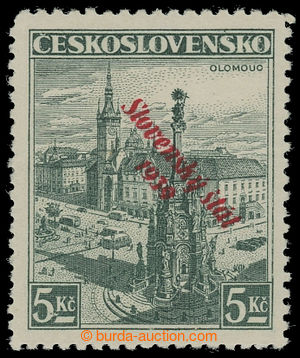 200605 - 1939 Sy.21, Olomouc 5Kč, NOVOTISK přetisku - světločerve