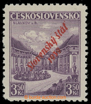 200622 - 1939 Sy.19a, Slavkov 3,50Kč, červený přetisk, PPo 88 - 