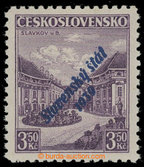 200624 - 1939 Sy.19b, Slavkov 3,50Kč, modrý přetisk, PPo 27 - teč