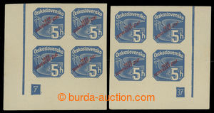 200633 - 1939 Sy.NV2, hodnota 5h modrá s přetiskem, levý a pravý 