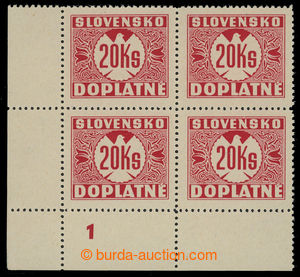 200640 - 1939 Sy.D12Xy, hodnota 20Ks, levý dolní rohový 4-blok s D