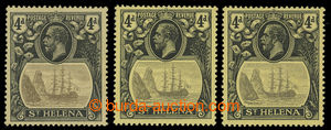 200721 - 1922 SG.92a, b, c, Jiří V. Znak 4P, sestava 3ks s oblíben