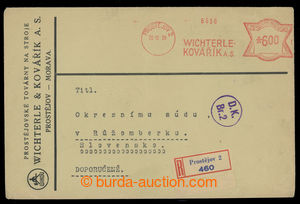 200722 - 1939 commercial Reg letter with Czechosl. forerunner frankot