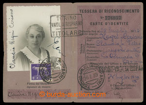 200757 - 1939 Průkaz zaměstnance italské pošty s vylepenou pošto
