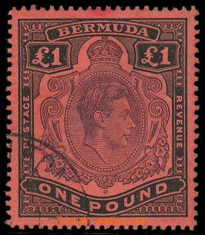 200798 - 1943 SG.121ba, George VI. £1 pale purple with plate var