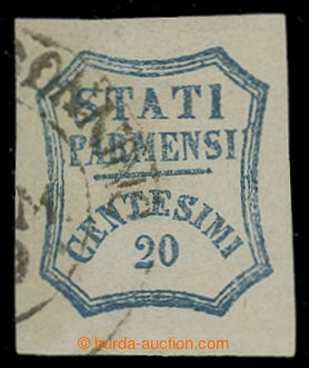 200812 - 1859 Sass.15, GOVERNO PROVVISORIO 20C modrá s fragmentem DR