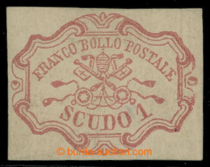 200814 - 1852 Sass.11, 1Scudo rose - carmine, with part original gum,
