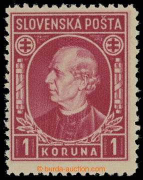 201085 - 1939 Alb.30yA, Hlinka 1 Koruna red, vertical grid in gum