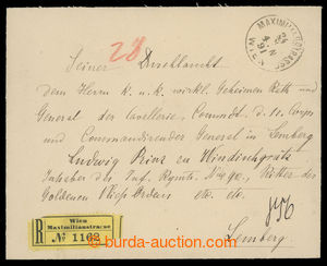 201128 - 1891 DVORSKÁ POST / Reg letter with crown from Viennese imp