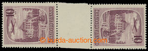 201208 - 1951 Pof.L34 Mp, Spa 10CZK, opposite facing 2-stamps gutter.