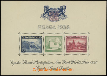 201369 - 1940 AS9d, miniature sheet Praga 1938, exhibition NY 1940, g