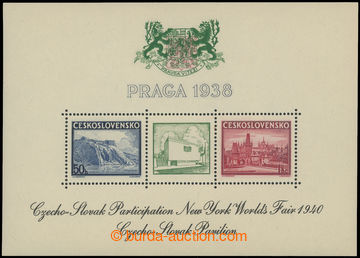 201370 - 1940 AS9c, miniature sheet Praga 1938, exhibition NY 1940, g