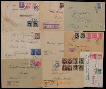 201394 - 1945-46 sestava 9ks R-dopisů, všechny s různými provizor