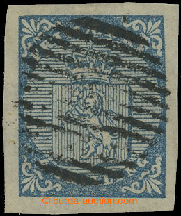 201478 - 1855 Mi.1, Znak 4Sk světle modrá; bezvadný kus s úplným