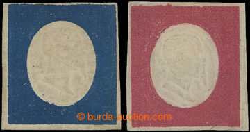 201495 - 1854 Sass.11a, 12b, Victor Emmanuel II., embossed in colour 