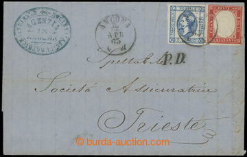 201497 - 1863 dopis se smíšenou frankaturou Sardinie + Itálie, Sas