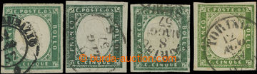 201517 - 1857 Sass.13f,13A, 13Aa, 13Ad, Victor Emmanuel II., 5C, 4 ra