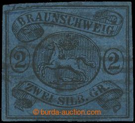 201629 - 1853 Mi.7I, Coat of arms 2Sgr blue with plate variety links 