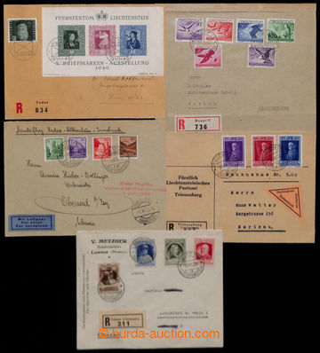 201680 - 1929-1949, sestava 5 dopisů, 3x R, Let, dobírka; vyfr. Mi.