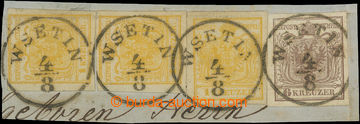 201736 - 1850 Ferch.1MIII, 4M, cut square with Coat of arms 1+1+1+6Kr