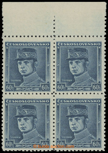 201800 - 1939 Sy.1, Blue Štefánik 60h blue, block of four with uppe