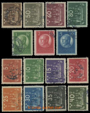 201810 - 1924 Mi.144-158, International Postal Congress Stockholm 5Or