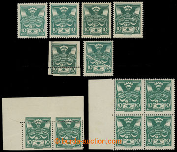 201828 -  Pof.145A, 10h green, comp. 6 pcs of stamp., corner pairs an